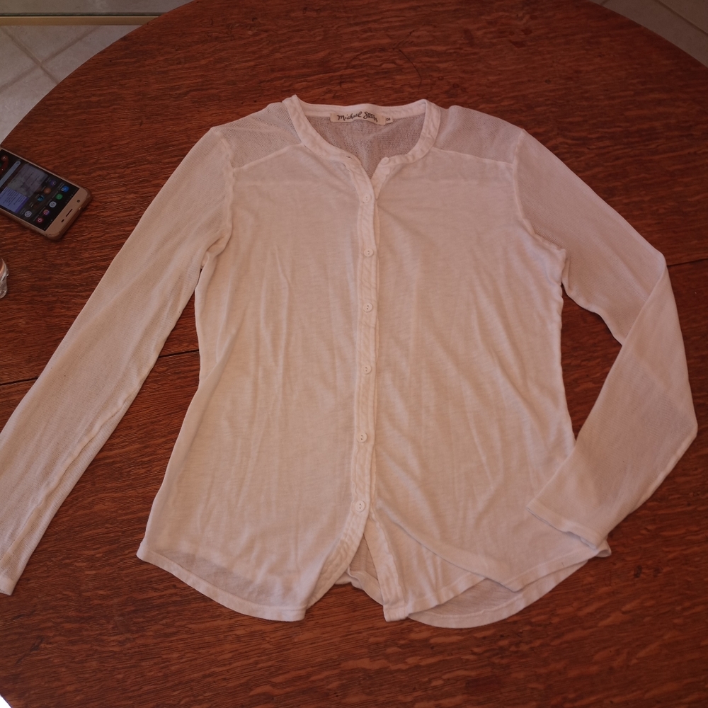 Michael Stars White Long sleeved Button Down Henle